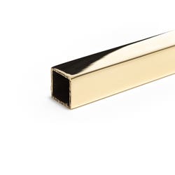12.7mm x 12.7mm x 1.6mm (1/2" x 1/2" x 16swg) Bright Polished Brass Box Section