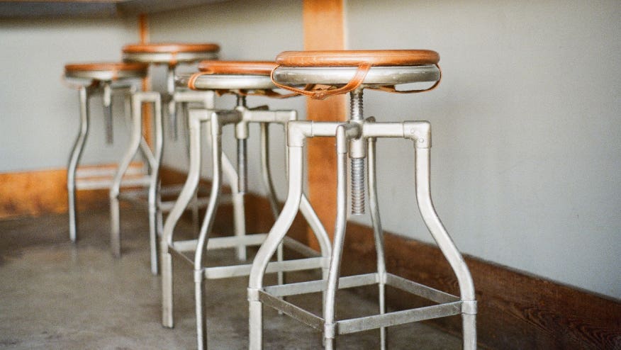 bar stools in man-cave