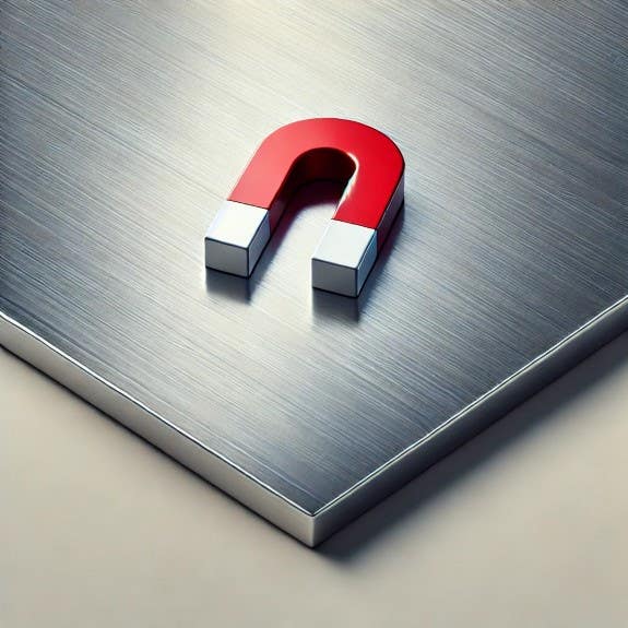 stainless steel and a magnet
